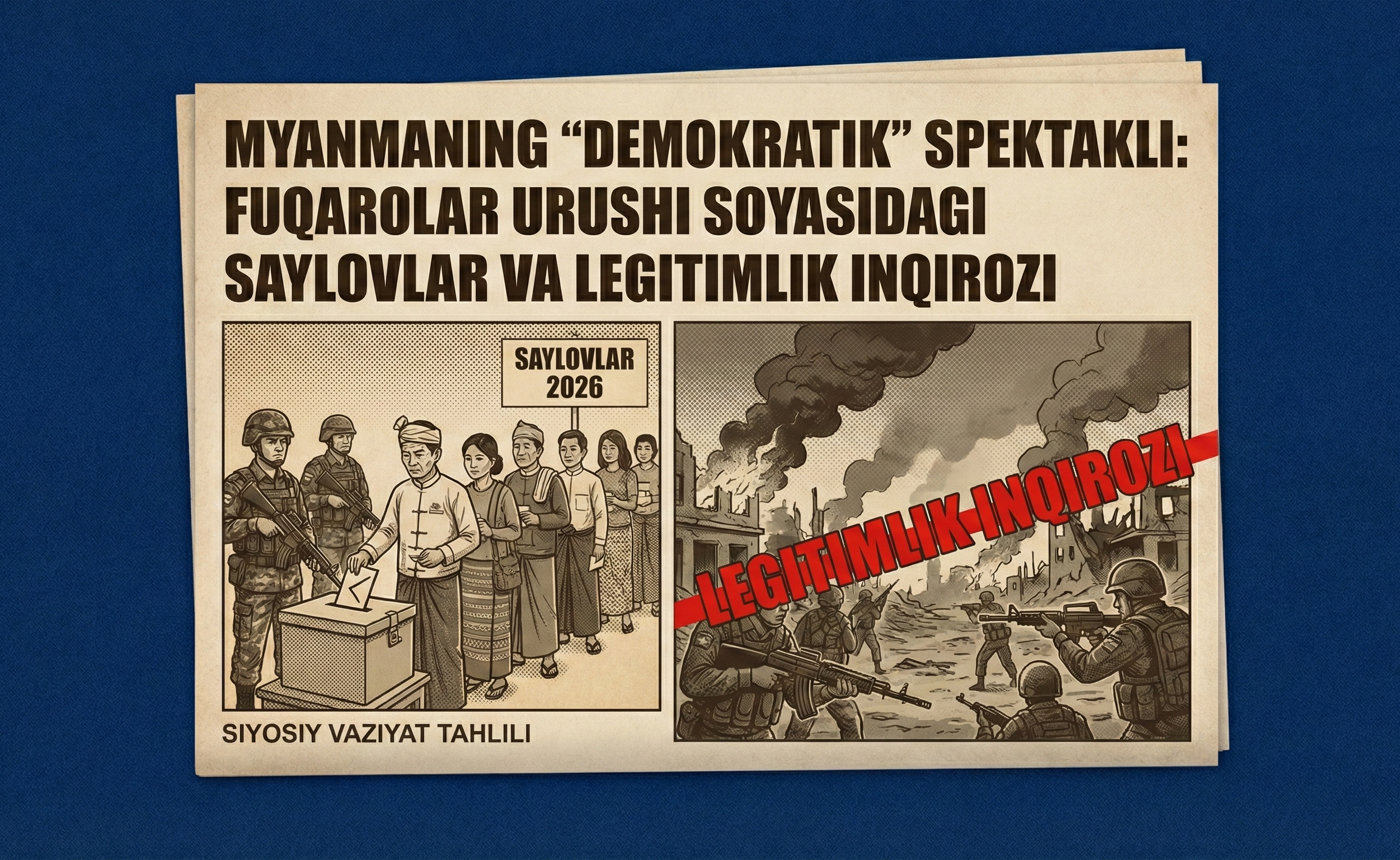 Myanmaning "demokratik" spektakli: Fuqarolar urushi soyasidagi saylovlar va legitimlik inqirozi